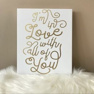 White/Gold Motivational Canvass Wall Decor, EUC